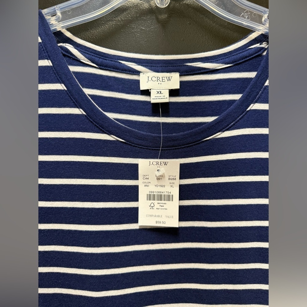 NWT J.Crew Blue & White Striped Sleeveless Midi Dress Size XL - Picture 2 of 3